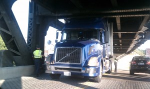 Truck hits Government Bridge